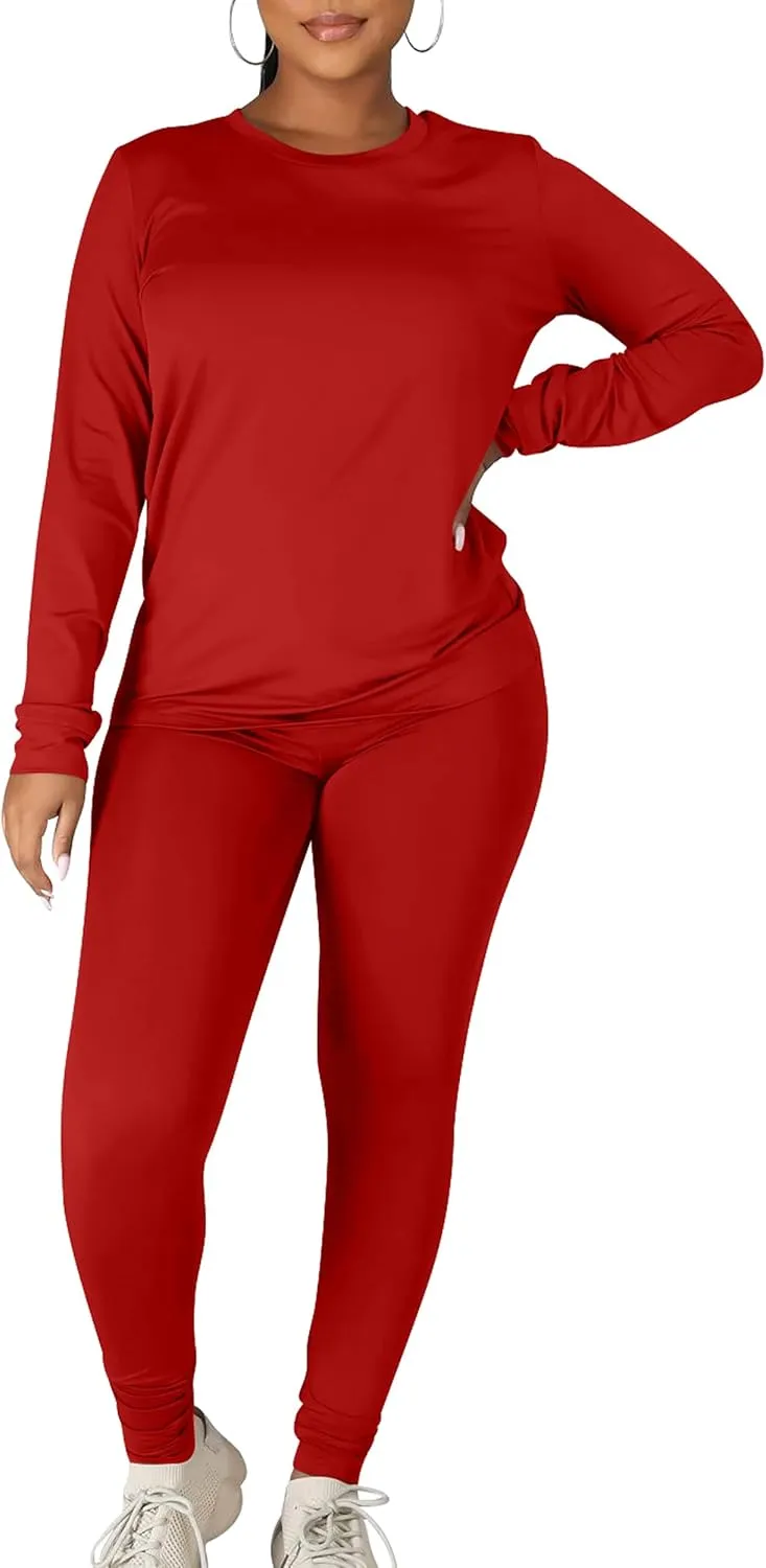 Kaximil Women's Workout Tracksuit 2 Piece Outfits Long Sleeve Top Legging Jogger Pants Set