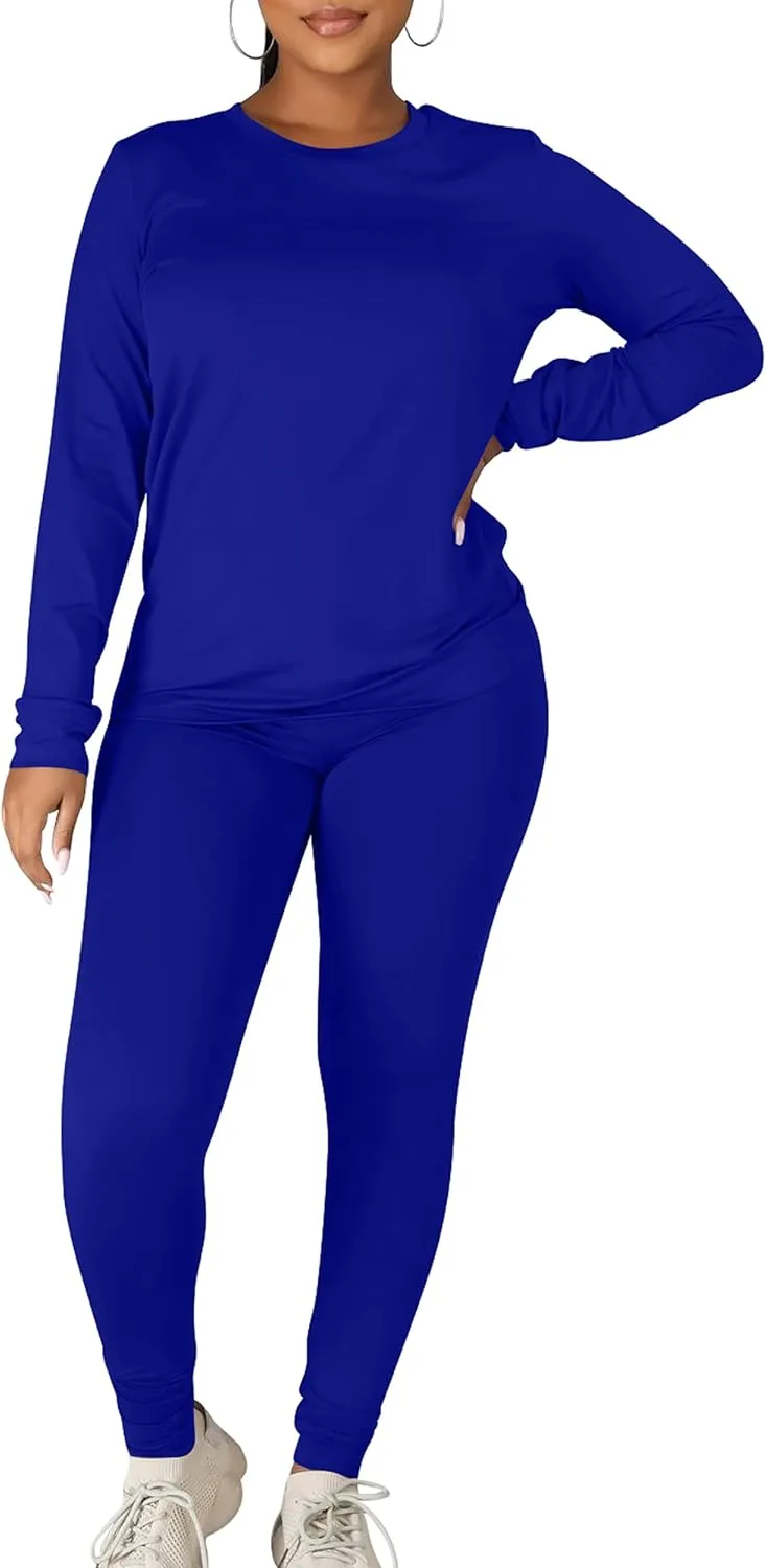Kaximil Women's Workout Tracksuit 2 Piece Outfits Long Sleeve Top Legging Jogger Pants Set