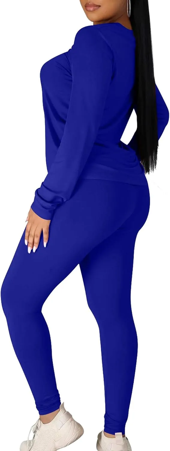 Kaximil Women's Workout Tracksuit 2 Piece Outfits Long Sleeve Top Legging Jogger Pants Set