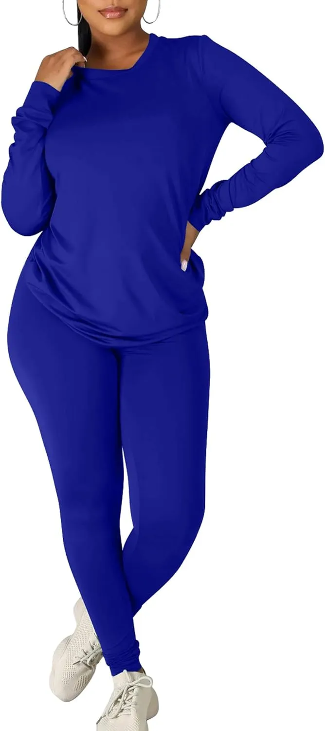 Kaximil Women's Workout Tracksuit 2 Piece Outfits Long Sleeve Top Legging Jogger Pants Set