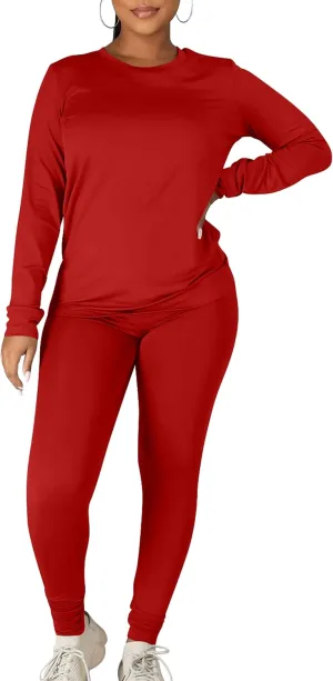 Kaximil Women's Workout Tracksuit 2 Piece Outfits Long Sleeve Top Legging Jogger Pants Set