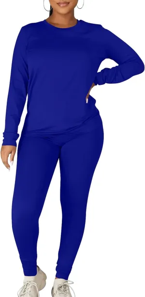 Kaximil Women's Workout Tracksuit 2 Piece Outfits Long Sleeve Top Legging Jogger Pants Set