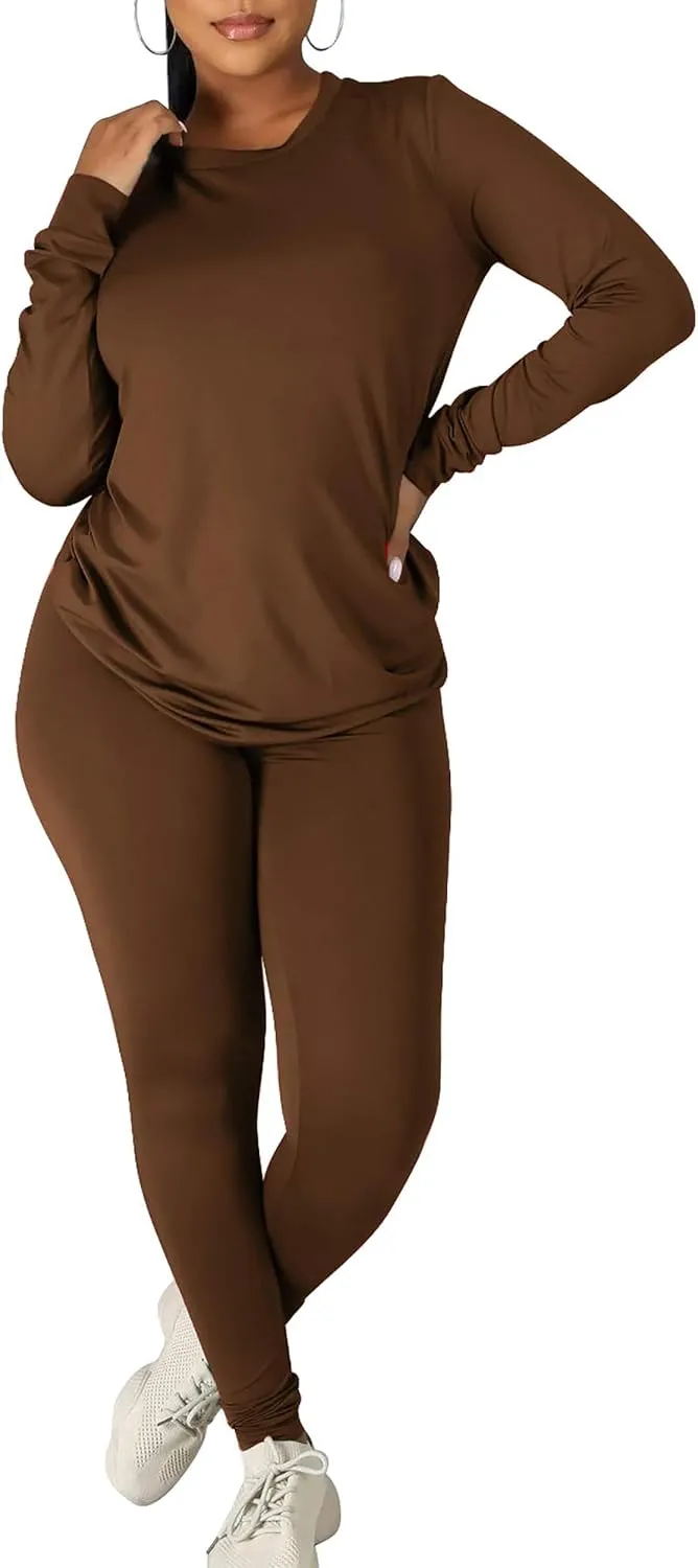 Kaximil Women's Workout Tracksuit 2 Piece Outfits Long Sleeve Top Legging Jogger Pants Set