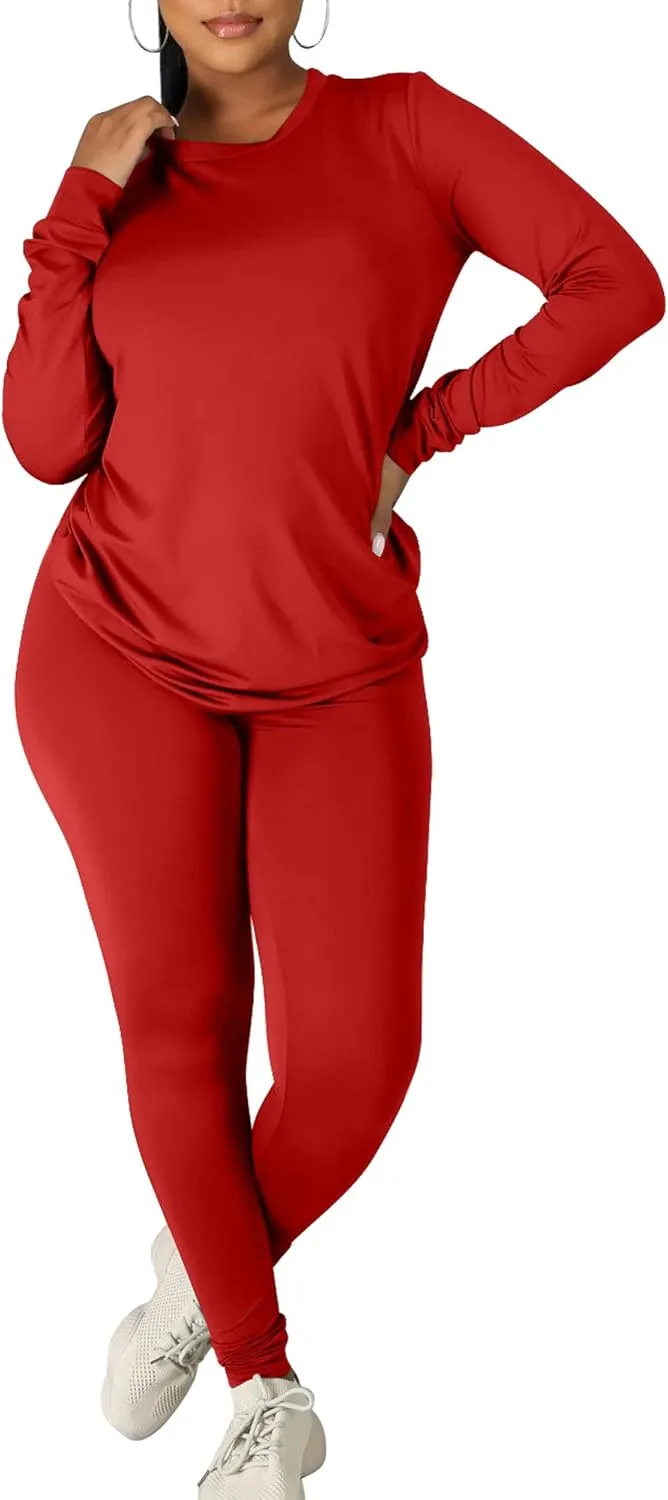 Kaximil Women's Workout Tracksuit 2 Piece Outfits Long Sleeve Top Legging Jogger Pants Set