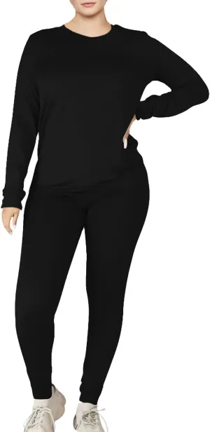 Kaximil Women's Workout Tracksuit 2 Piece Outfits Long Sleeve Top Legging Jogger Pants Set