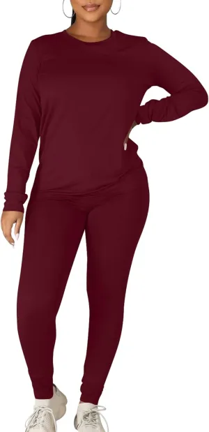 Kaximil Women's Workout Tracksuit 2 Piece Outfits Long Sleeve Top Legging Jogger Pants Set