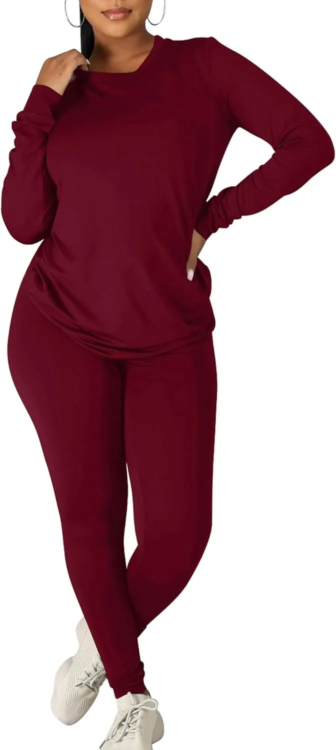 Kaximil Women's Workout Tracksuit 2 Piece Outfits Long Sleeve Top Legging Jogger Pants Set