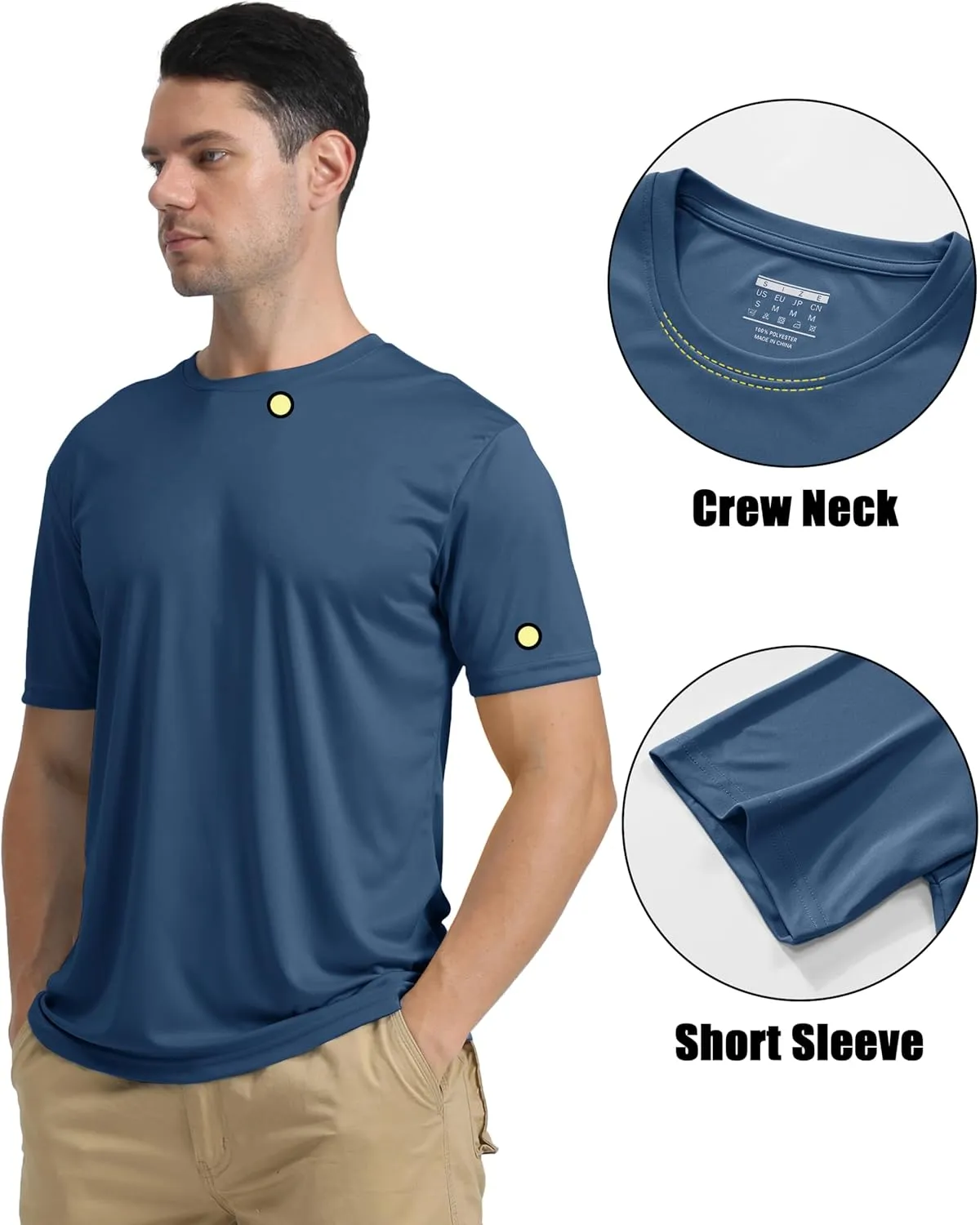 KEFITEVD Men's Short Sleeve UPF 50  Sun Protection Shirts Quick Dry Rashguard Swim Shirt SPF Workout Fishing Athletic T-Shirt