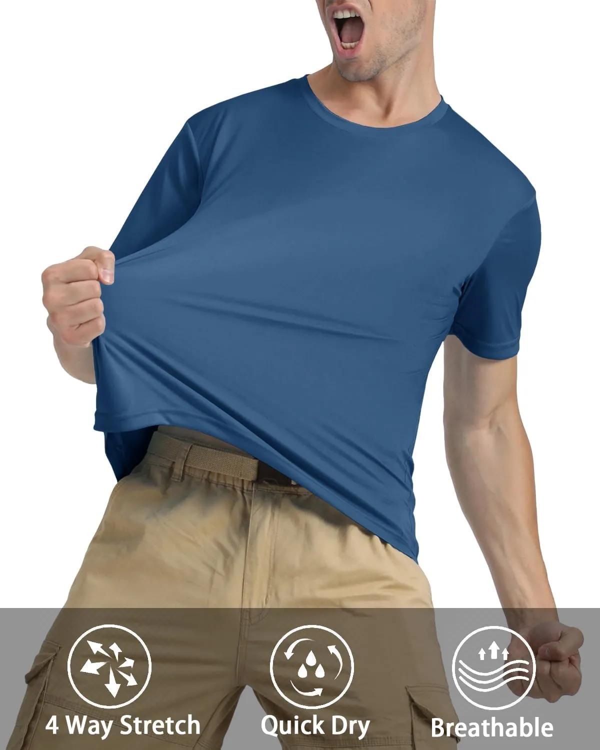 KEFITEVD Men's Short Sleeve UPF 50  Sun Protection Shirts Quick Dry Rashguard Swim Shirt SPF Workout Fishing Athletic T-Shirt