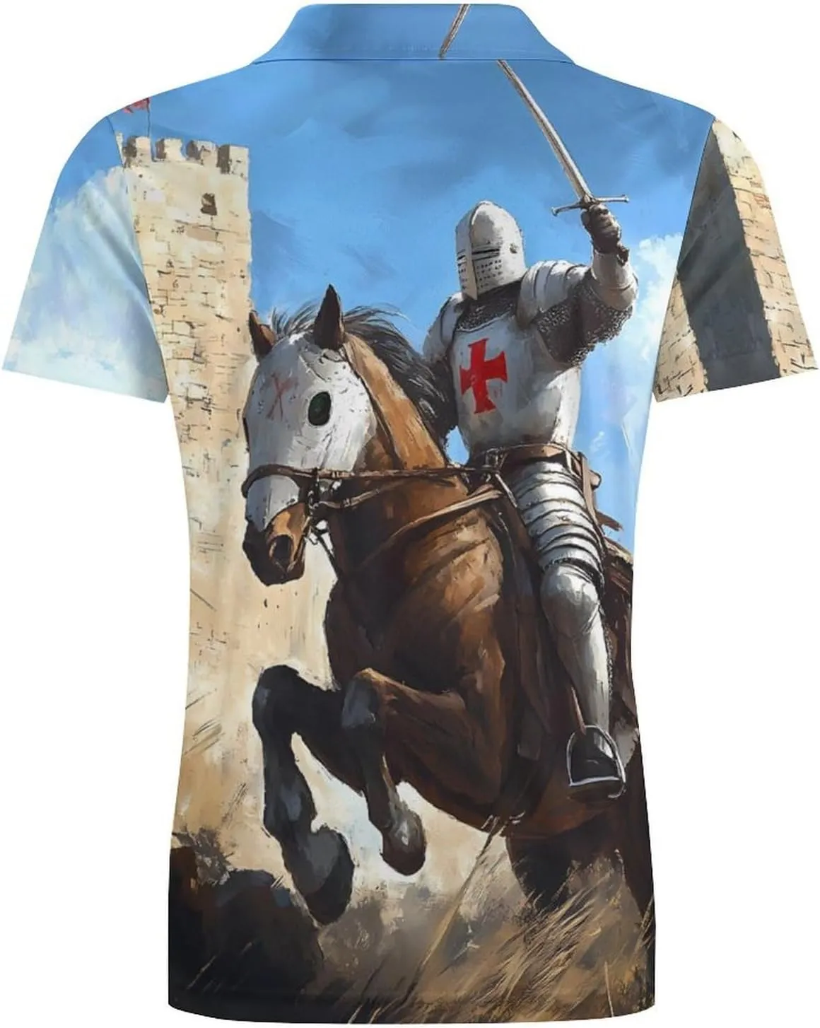 Knight Templar Vintage Men's Polo-Shirt Regular-Fit Short Sleeve Sports Quick Dry Golf Tennis T-Shirt