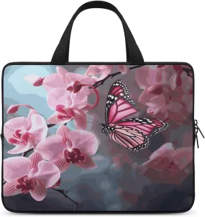 Laptop Bag Ultrathin Flower Butterfly Spring Printing Laptop Carrying Case Portability Messenger Bags For Work Travel