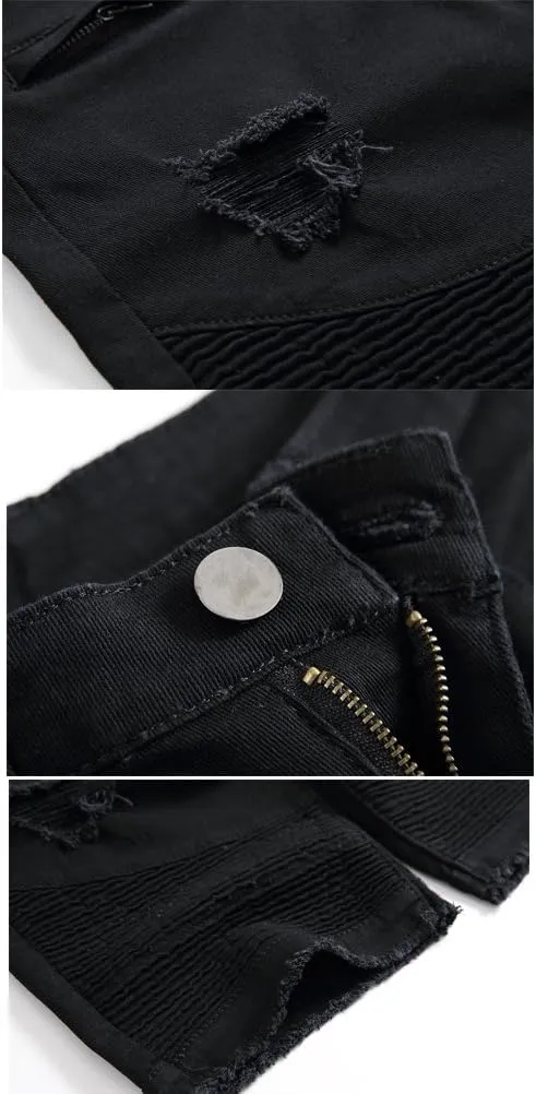 Lavnis Men's Casual Denim Shorts Classic Fit Ripped Distressed Summer Jeans Shorts