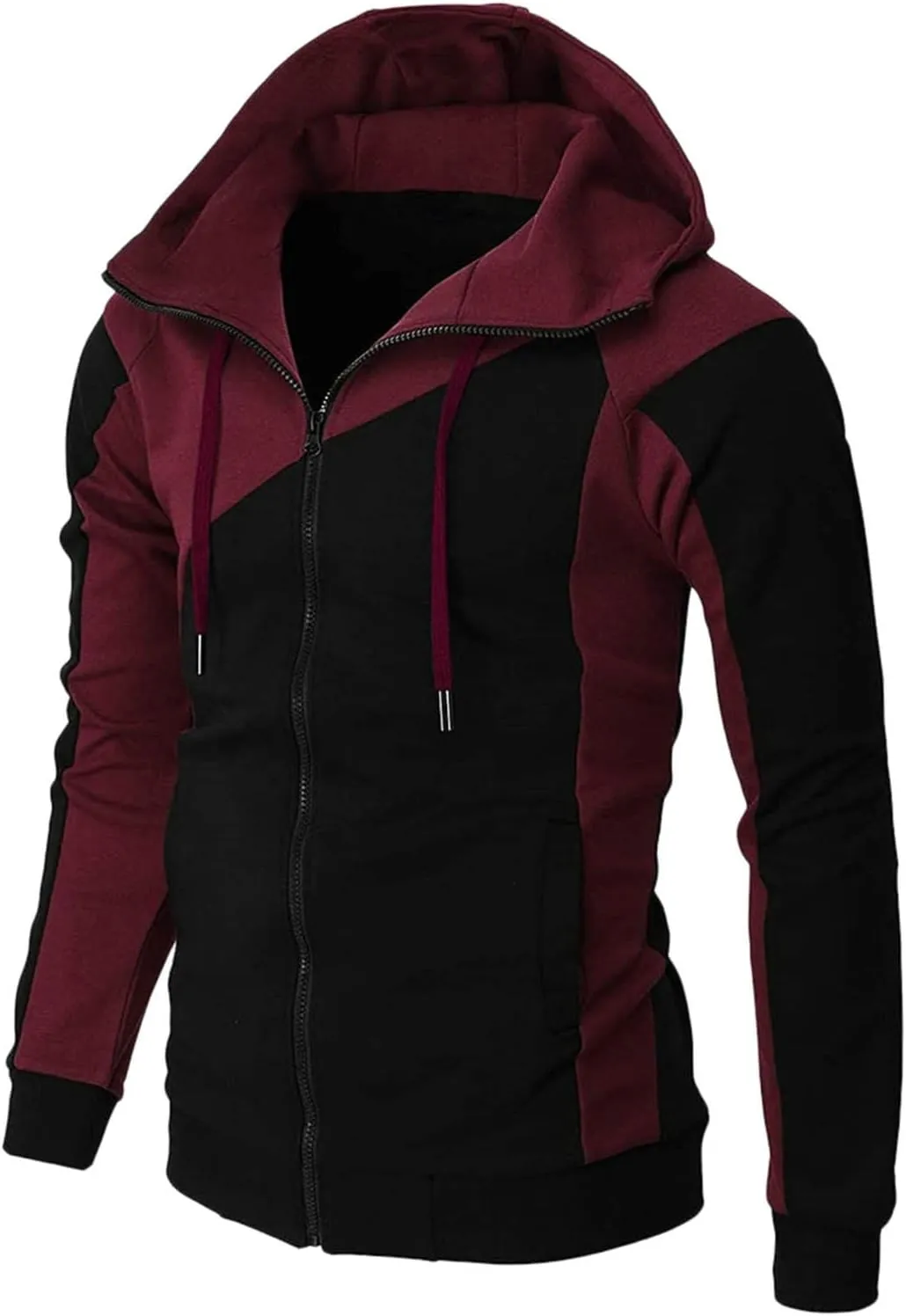 LCMTWX Hoodies for Men Hoodie Splicing Large Size Sweater Jacket Midweight Fleece Sweatshirt Solid Color Sweatshirt With