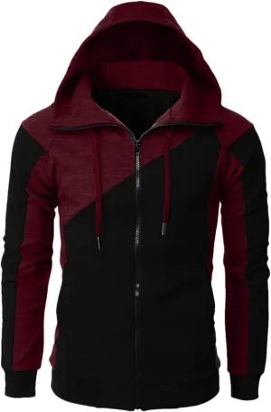 LCMTWX Hoodies for Men Hoodie Splicing Large Size Sweater Jacket Midweight Fleece Sweatshirt Solid Color Sweatshirt With