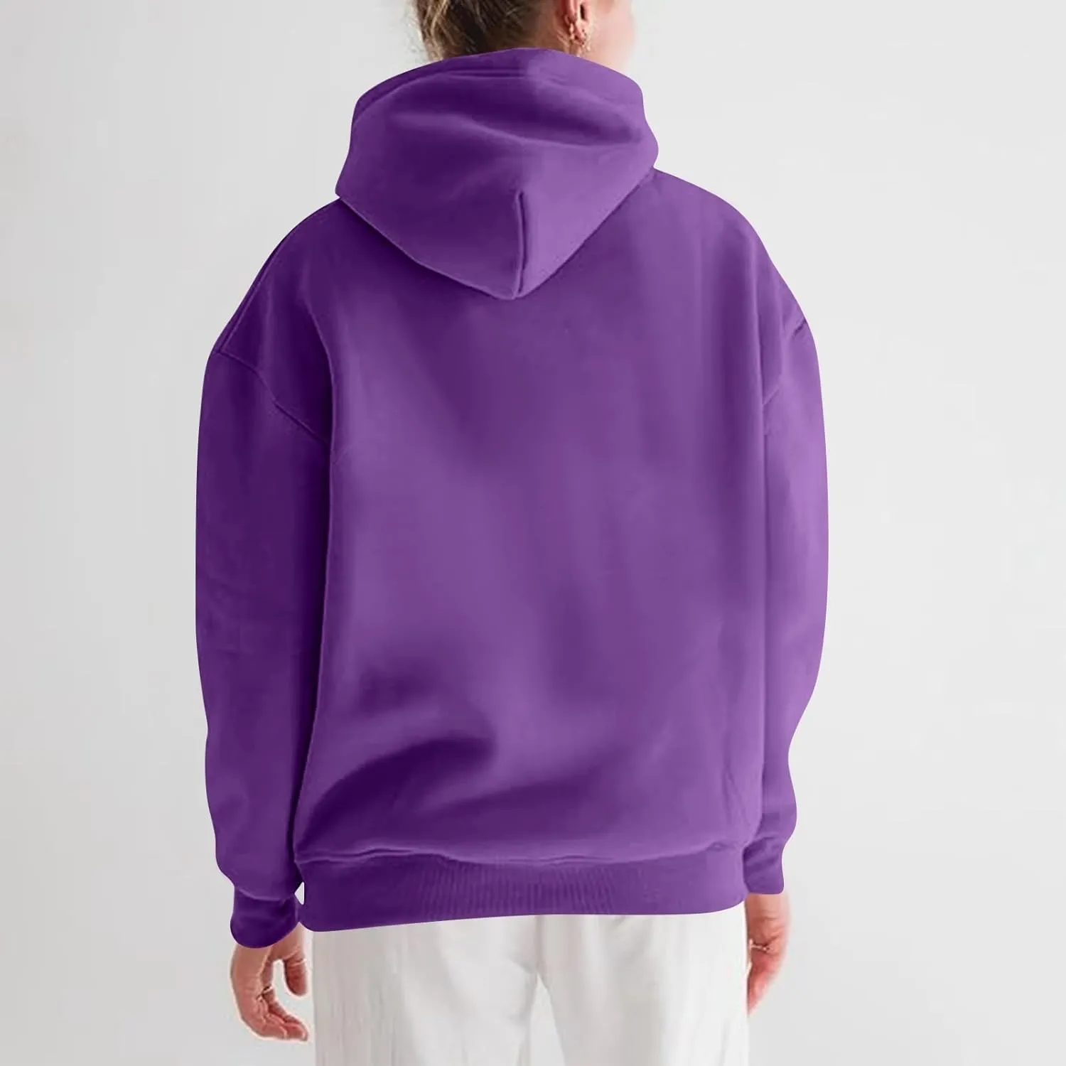 lcyhony Fleece Plus Size Hoodies for Women Trendy Fall Long Sleeve Pullover Sweatshirts Winter Warm Comfy Coats with Pockets