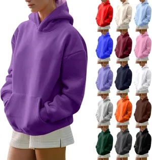 lcyhony Fleece Plus Size Hoodies for Women Trendy Fall Long Sleeve Pullover Sweatshirts Winter Warm Comfy Coats with Pockets