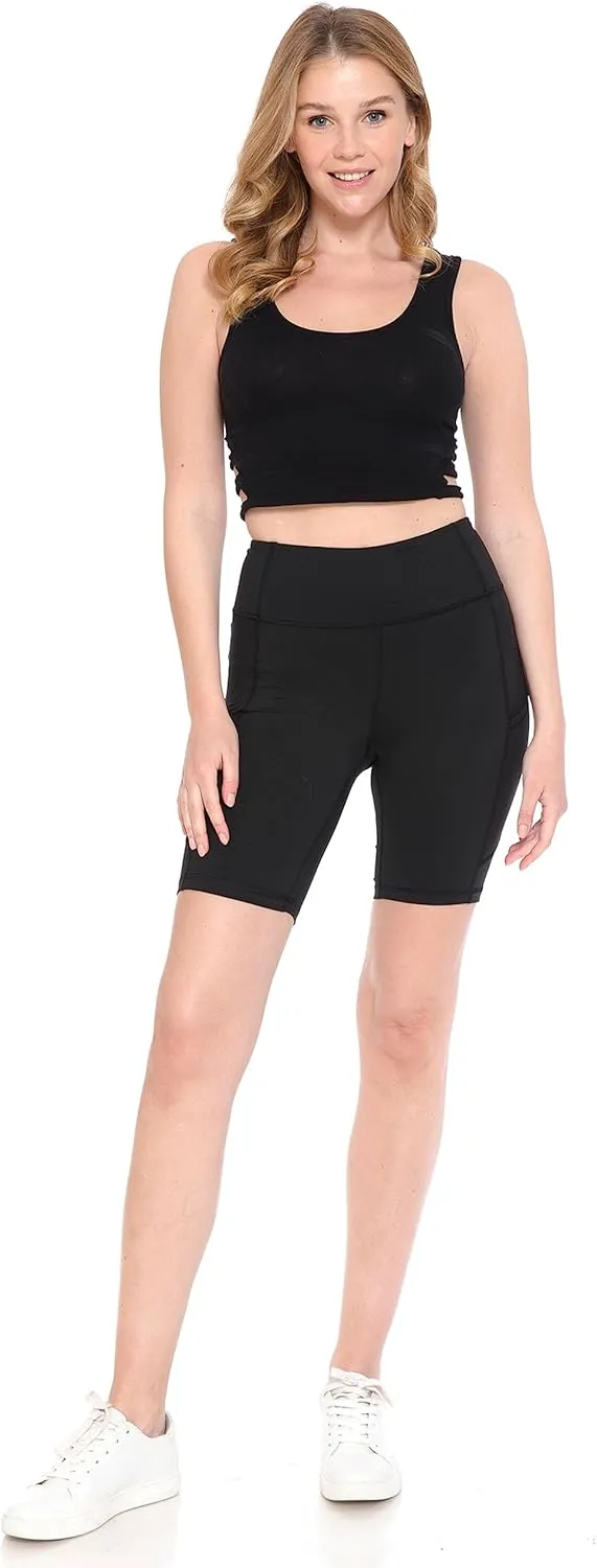 Leggings Depot Women's High Waisted Athletic Yoga Shorts, Workout Shorts for Women