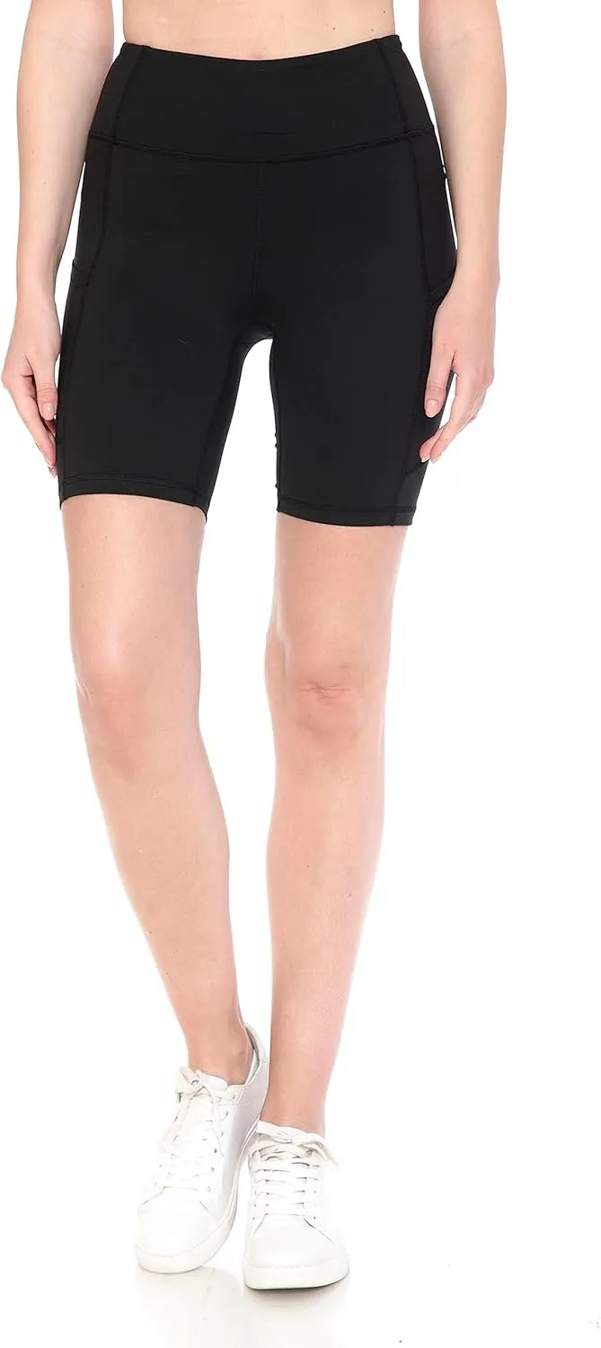 Leggings Depot Women's High Waisted Athletic Yoga Shorts, Workout Shorts for Women