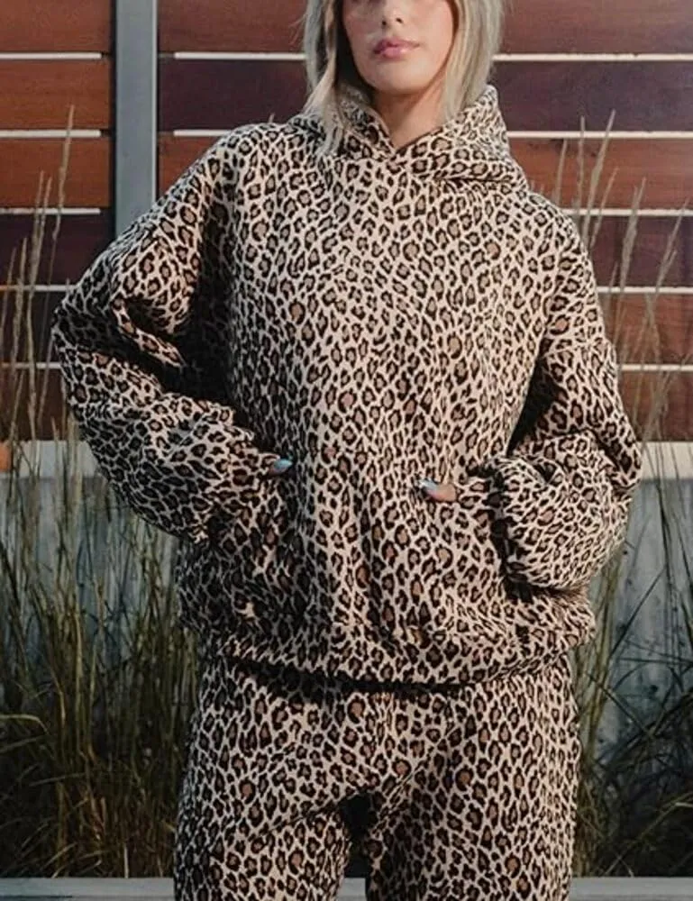 Leopard Print Hoodie For Women Oversized Cheetah Print Hoodie Sweatshirt Y2k Hoodie Pullover Tops