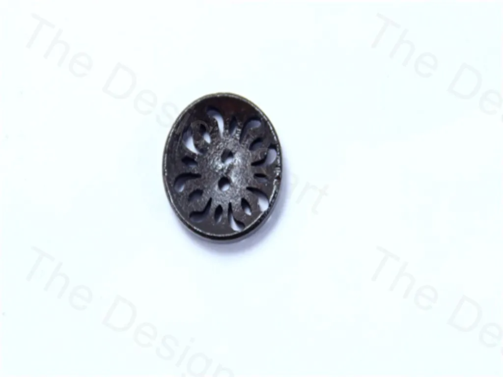 Light Black Round Designer Holes Design Carved Wooden Buttons