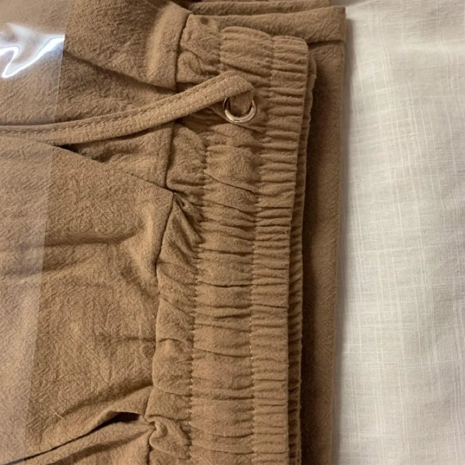 Linen Blend Pants for Women Plus Size Straight Leg Lounge Pants Elastic Waist Trousers Drawstring Vacation Pants
