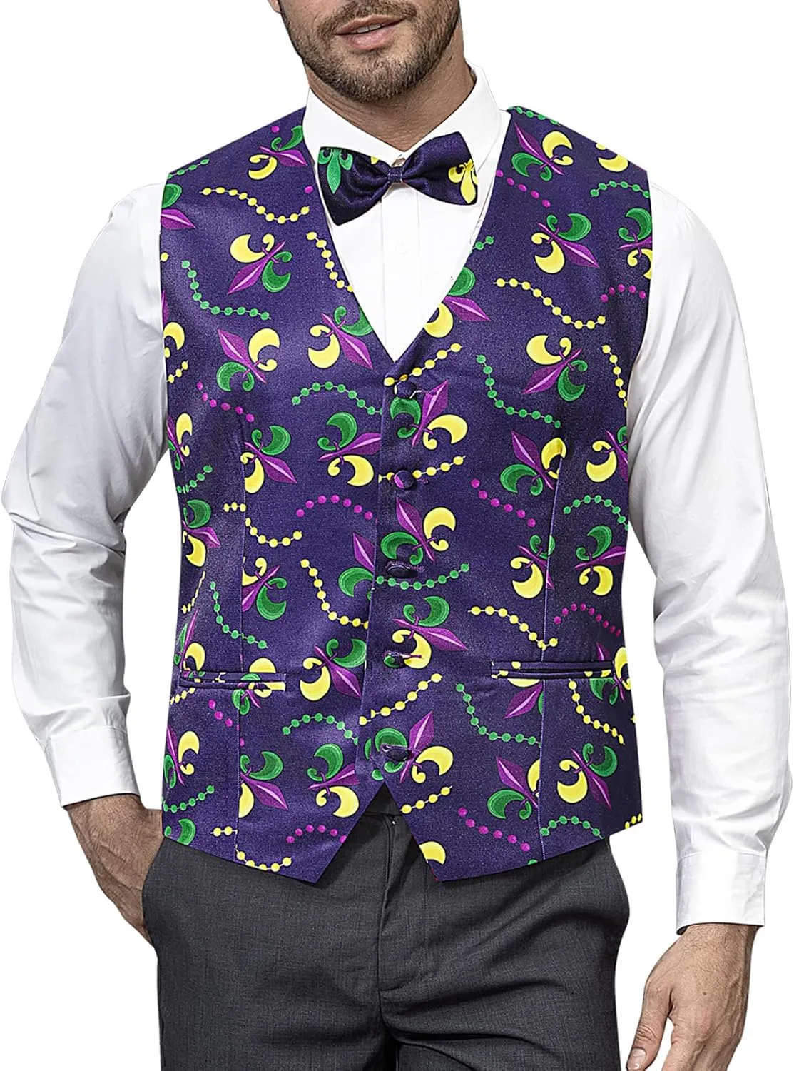 LINOCOUTON Men's Suit Vest with Bow Tie