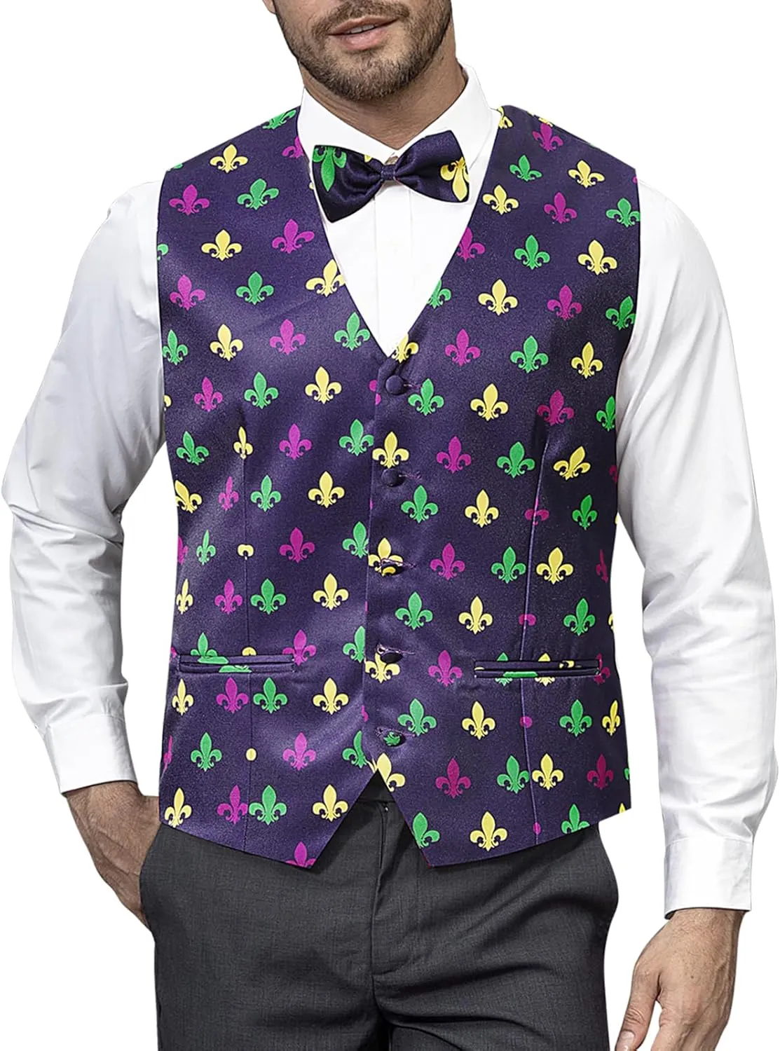 LINOCOUTON Men's Suit Vest with Bow Tie
