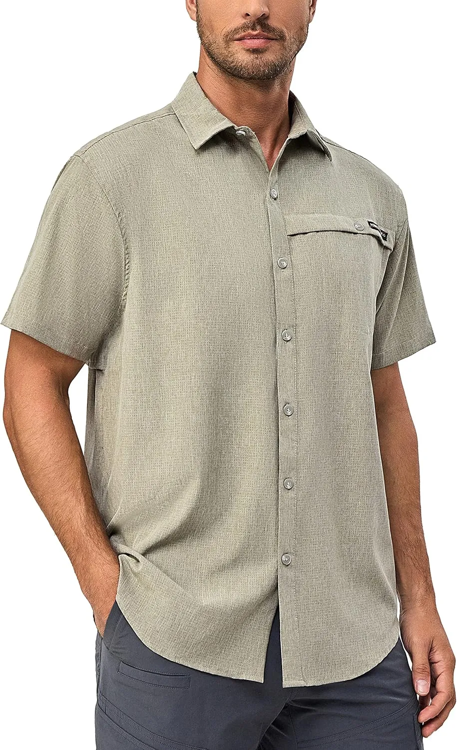 Little Donkey Andy Men's Lightweight UPF 50  Short Sleeve Shirt, Breathable Fishing Hiking Shirt, Air-Holes Tech