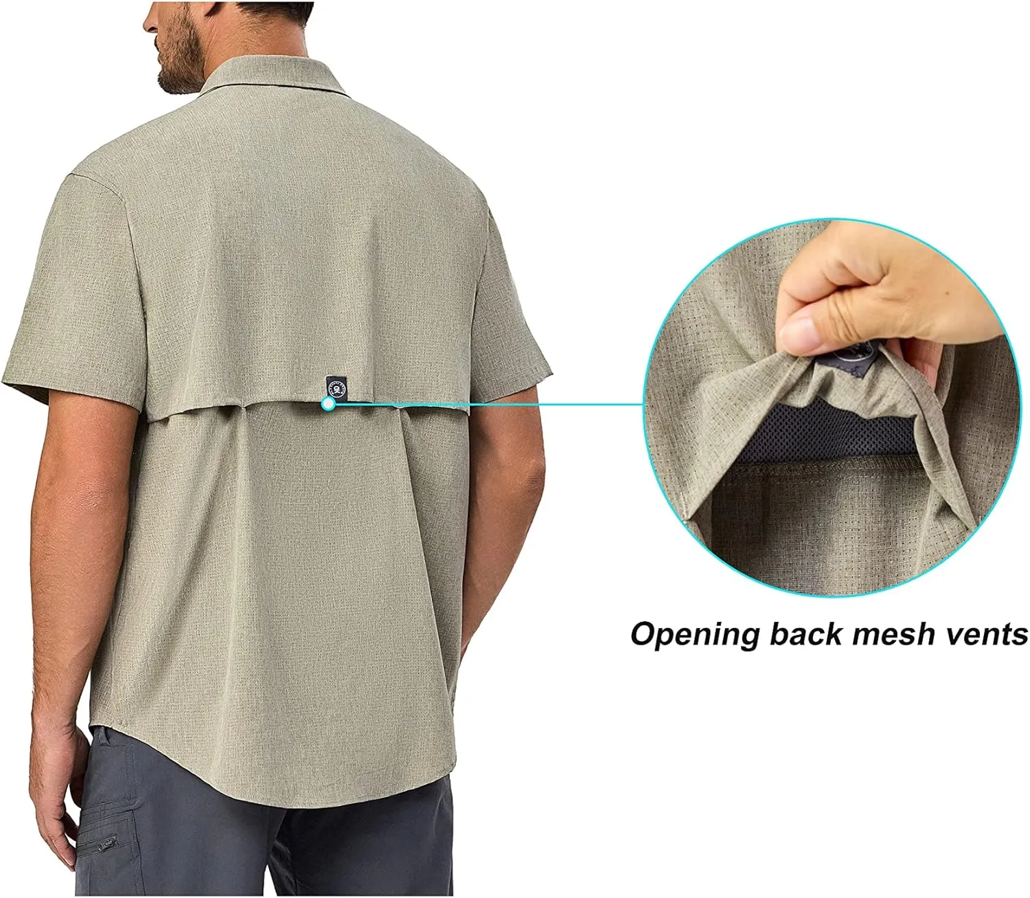 Little Donkey Andy Men's Lightweight UPF 50  Short Sleeve Shirt, Breathable Fishing Hiking Shirt, Air-Holes Tech