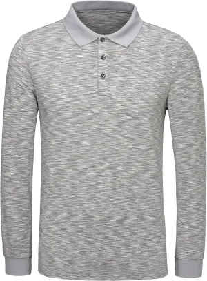 Little Donkey Andy Men's Long Sleeve Polo Shirt Quick Dry Moisture Wicking Sun Protection Sports Pullover Golf Shirt