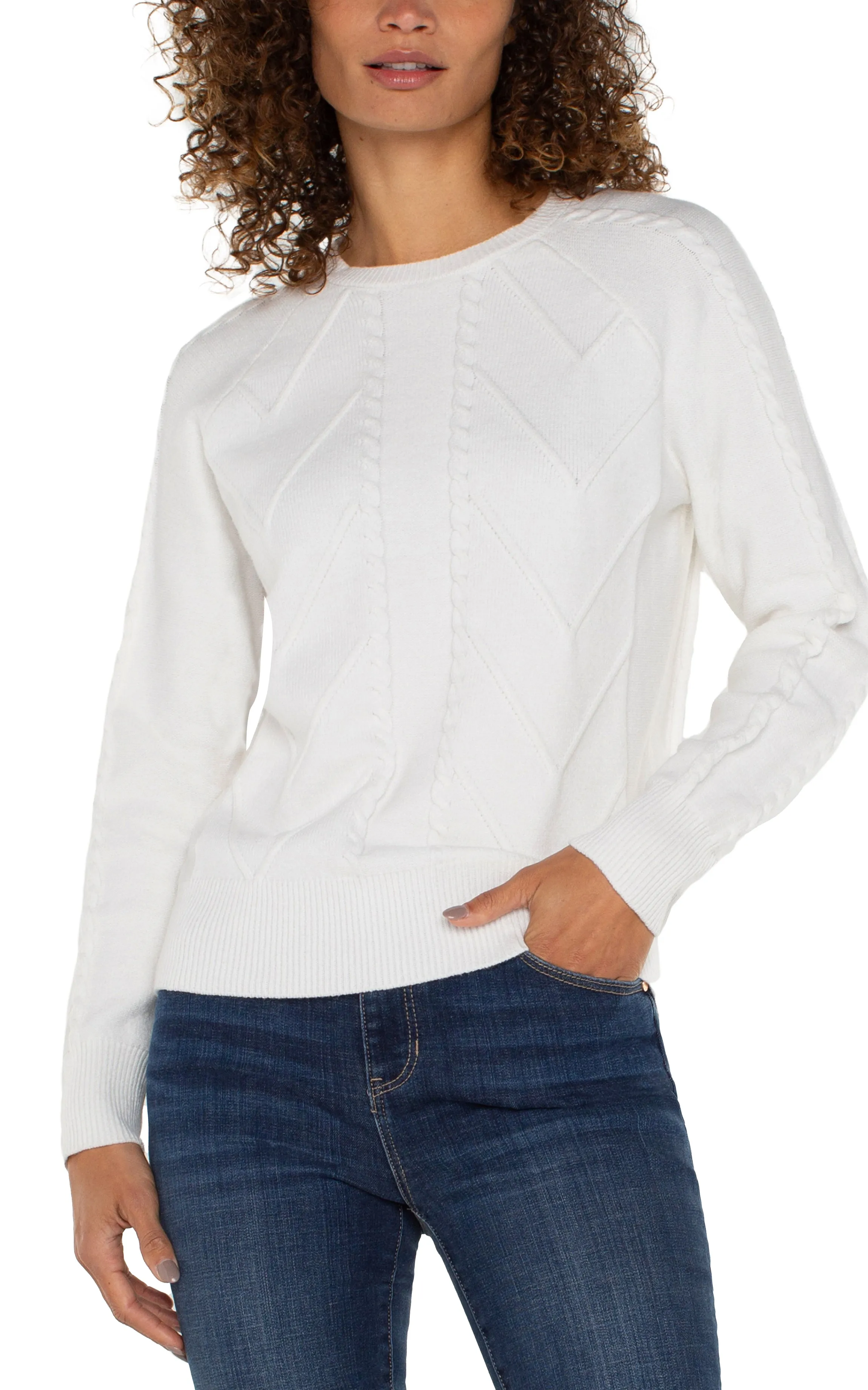Liverpool Long Sleeve Crew Neck Raglan Sweater (Porcelain)
