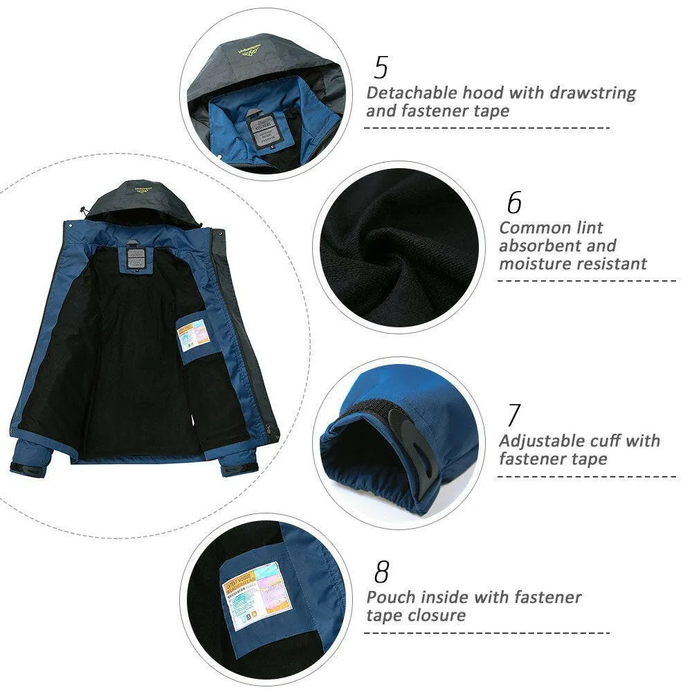 Lixada Waterproof Detachable Hooded Jacket for Men