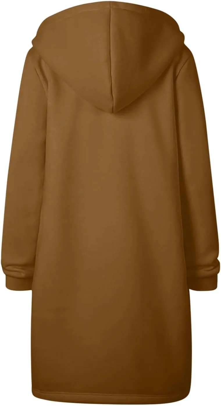 LRMQS Womens Casual Long Sweatshirt Hoodies with Pocket Drawstring Loose Jacket Coats 2023 Fashion Trendy Hoodie Clothing