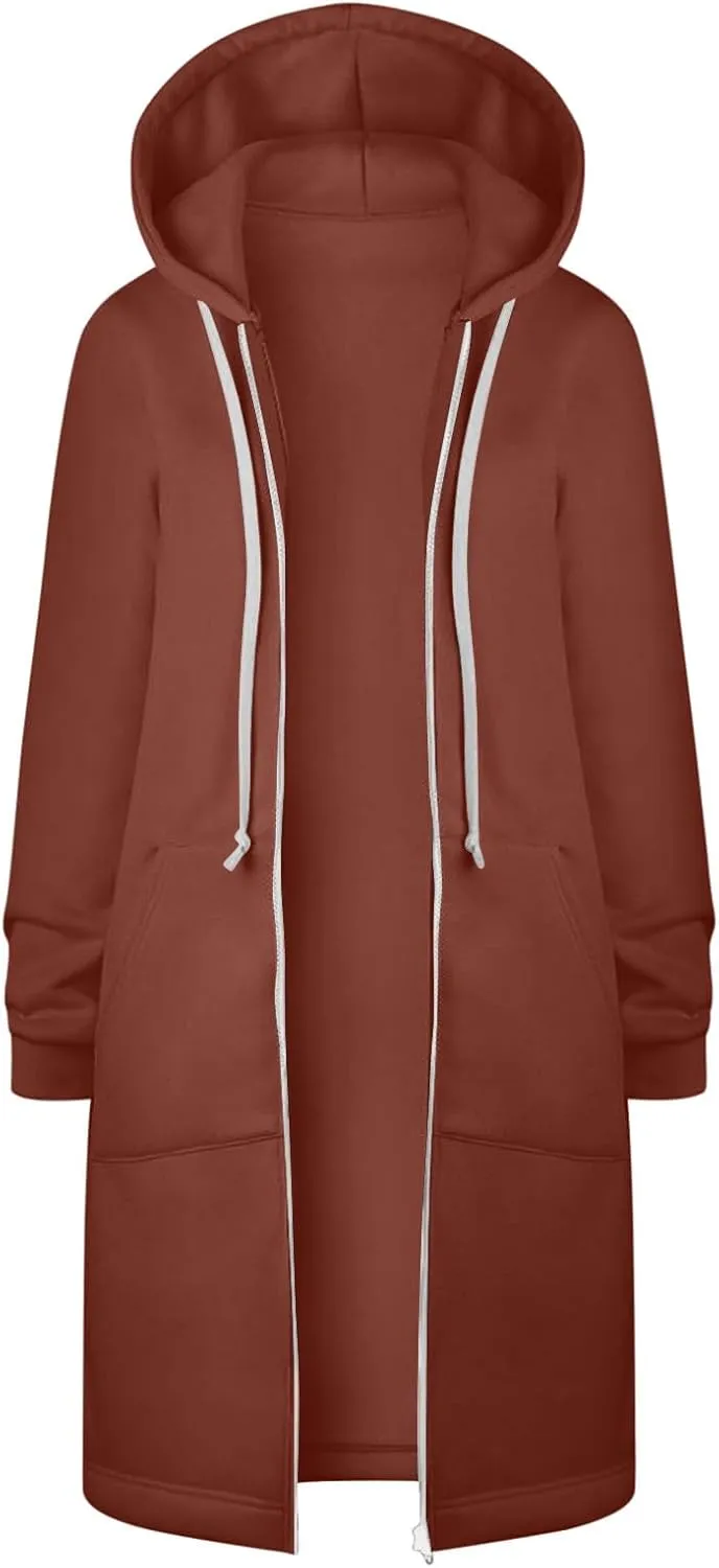 LRMQS Womens Casual Long Sweatshirt Hoodies with Pocket Drawstring Loose Jacket Coats 2023 Fashion Trendy Hoodie Clothing
