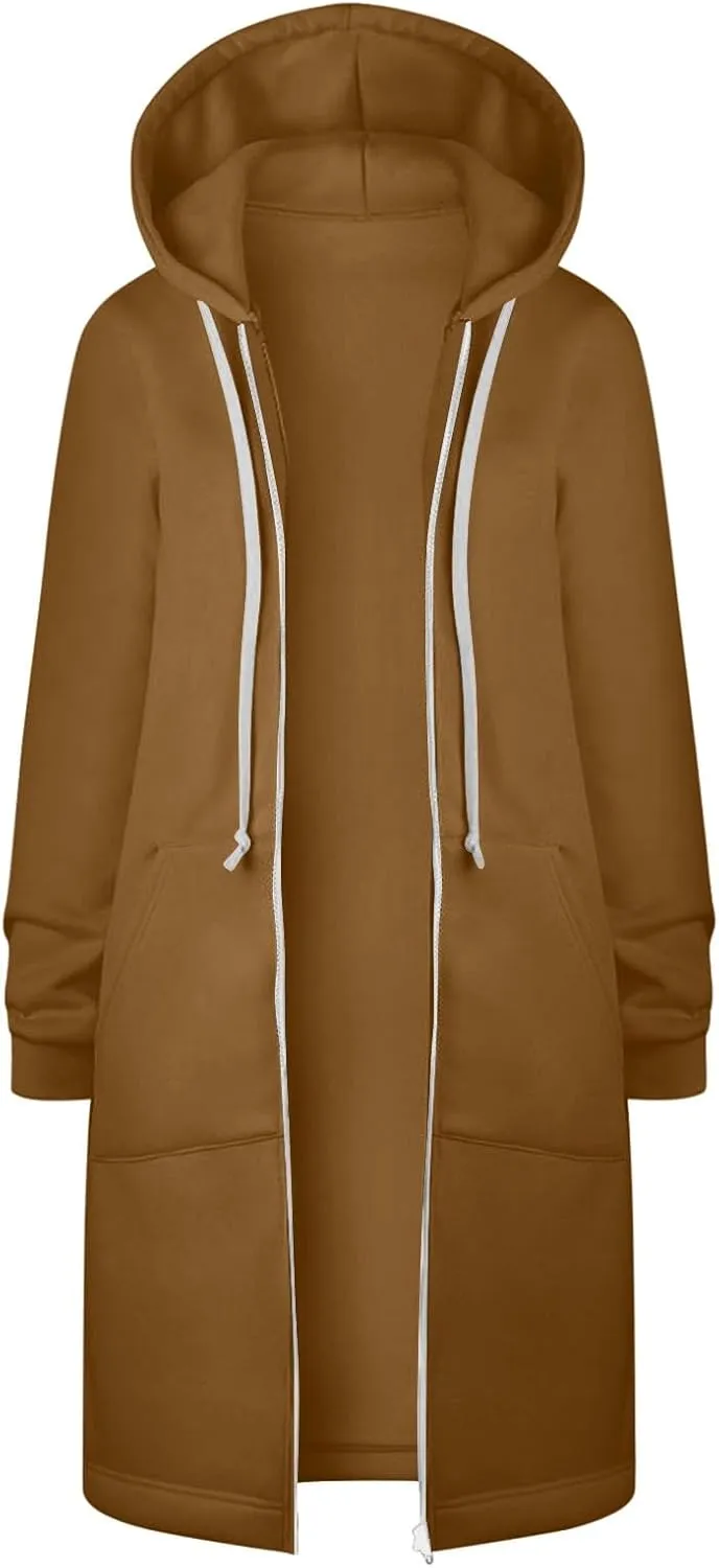 LRMQS Womens Casual Long Sweatshirt Hoodies with Pocket Drawstring Loose Jacket Coats 2023 Fashion Trendy Hoodie Clothing