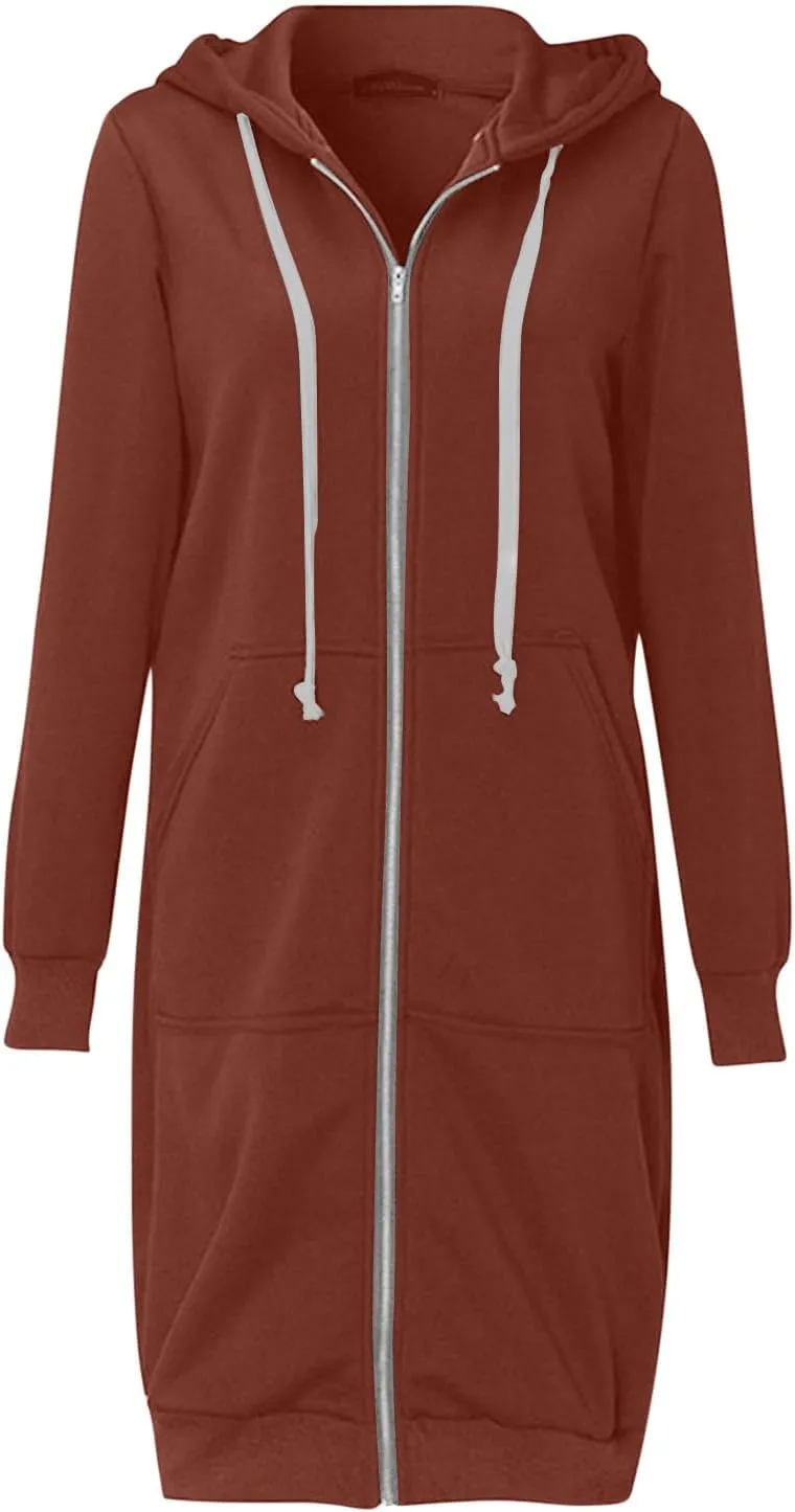 LRMQS Womens Casual Long Sweatshirt Hoodies with Pocket Drawstring Loose Jacket Coats 2023 Fashion Trendy Hoodie Clothing