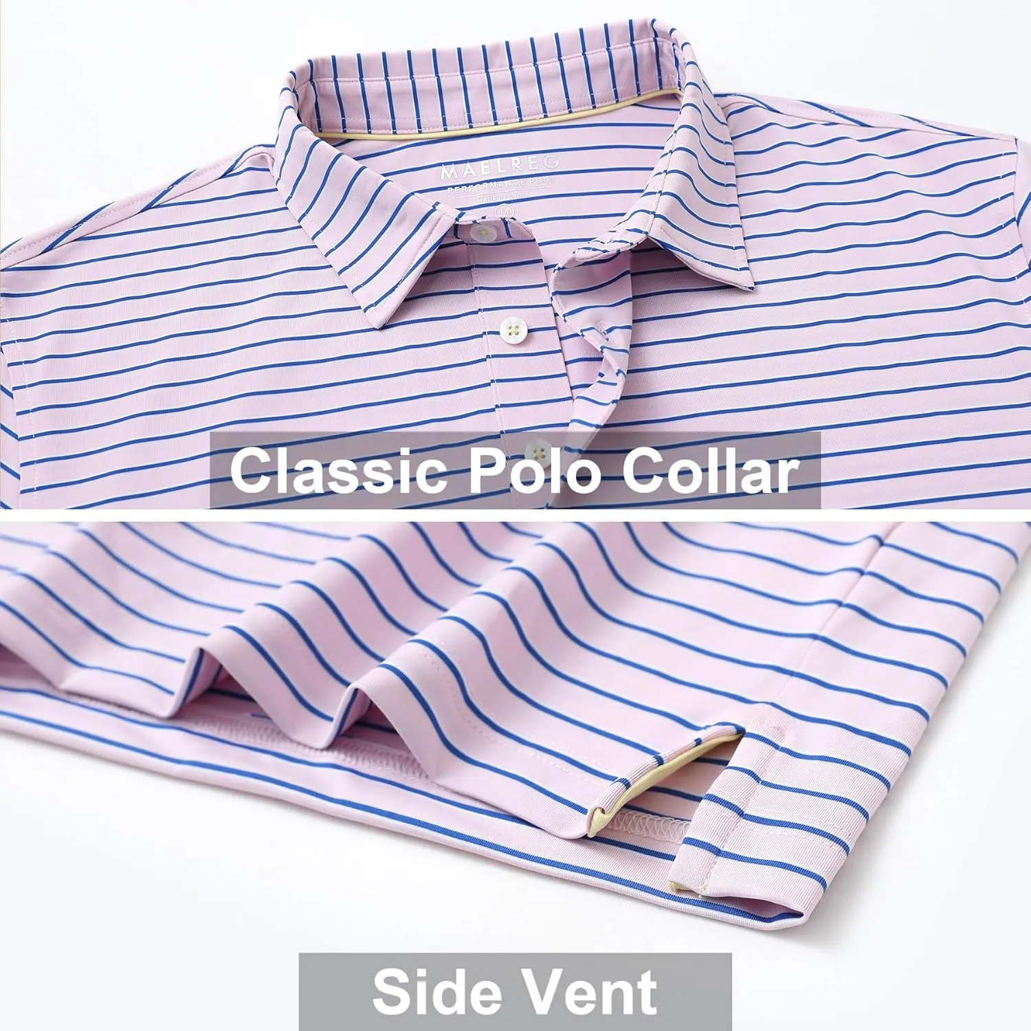 M MAELREG Boys' Polo Shirt Striped Short Sleeve Moisture Wicking Performance Stretch Active Casual Collared Kids Golf Shirt
