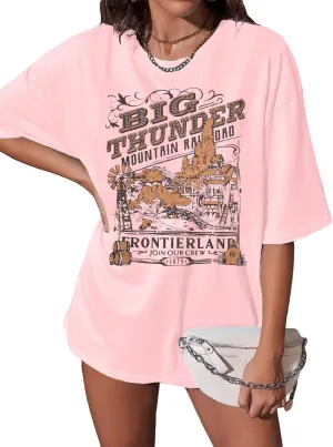 Magical Shirt for Women Magic Kingdom Shirts Oversized Graphic Short Sleeve T-Shirt Casual Holiday Vacation Tee Tops