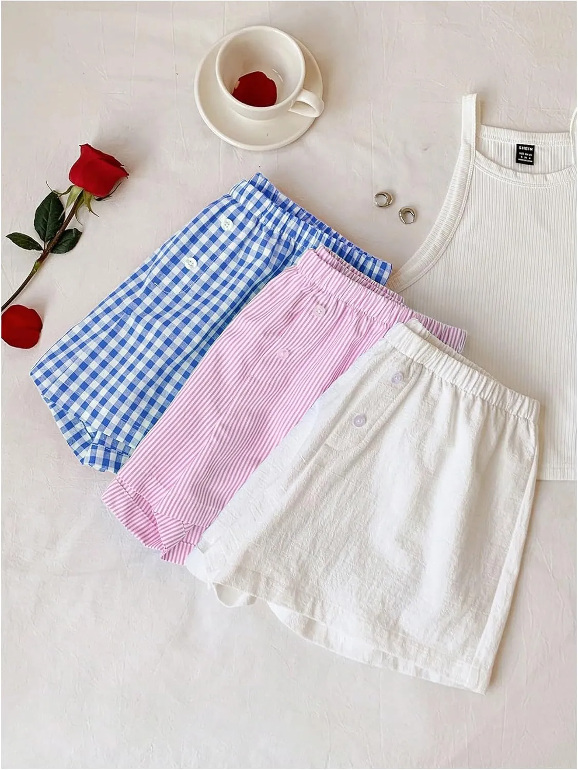 MakeMeChic Women's 3 Pack Linen Shorts Summer Comfy Sleep Pajama Boxer Shorts