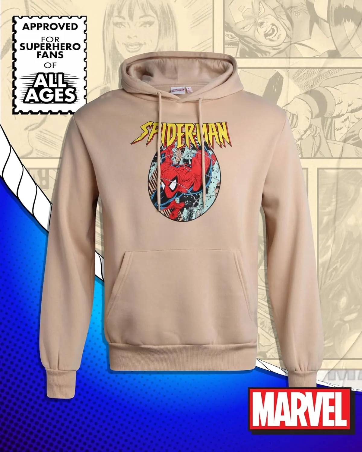 Marvel Mens Avengers Fleece Hoodie Sweatshirt  Retro Iron Man, Hulk, Captain America, Thor, Spider-Man