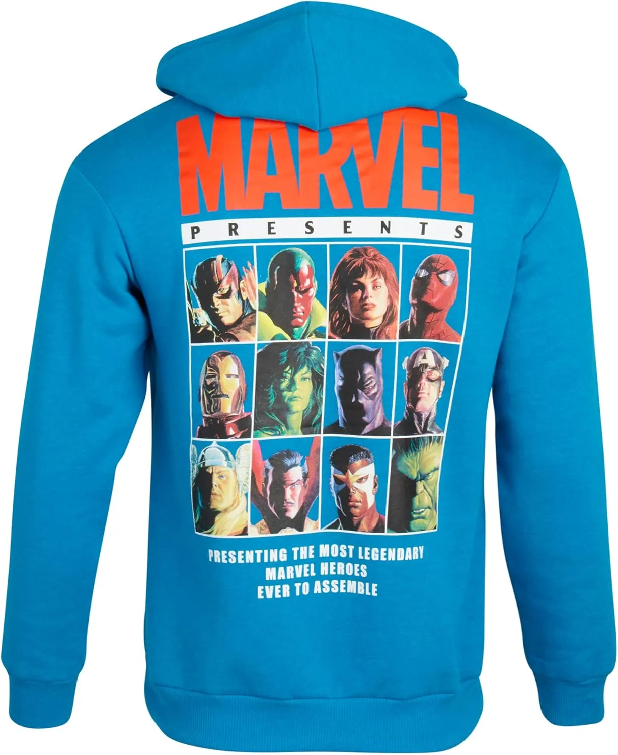 Marvel Mens Avengers Fleece Hoodie Sweatshirt  Retro Iron Man, Hulk, Captain America, Thor, Spider-Man