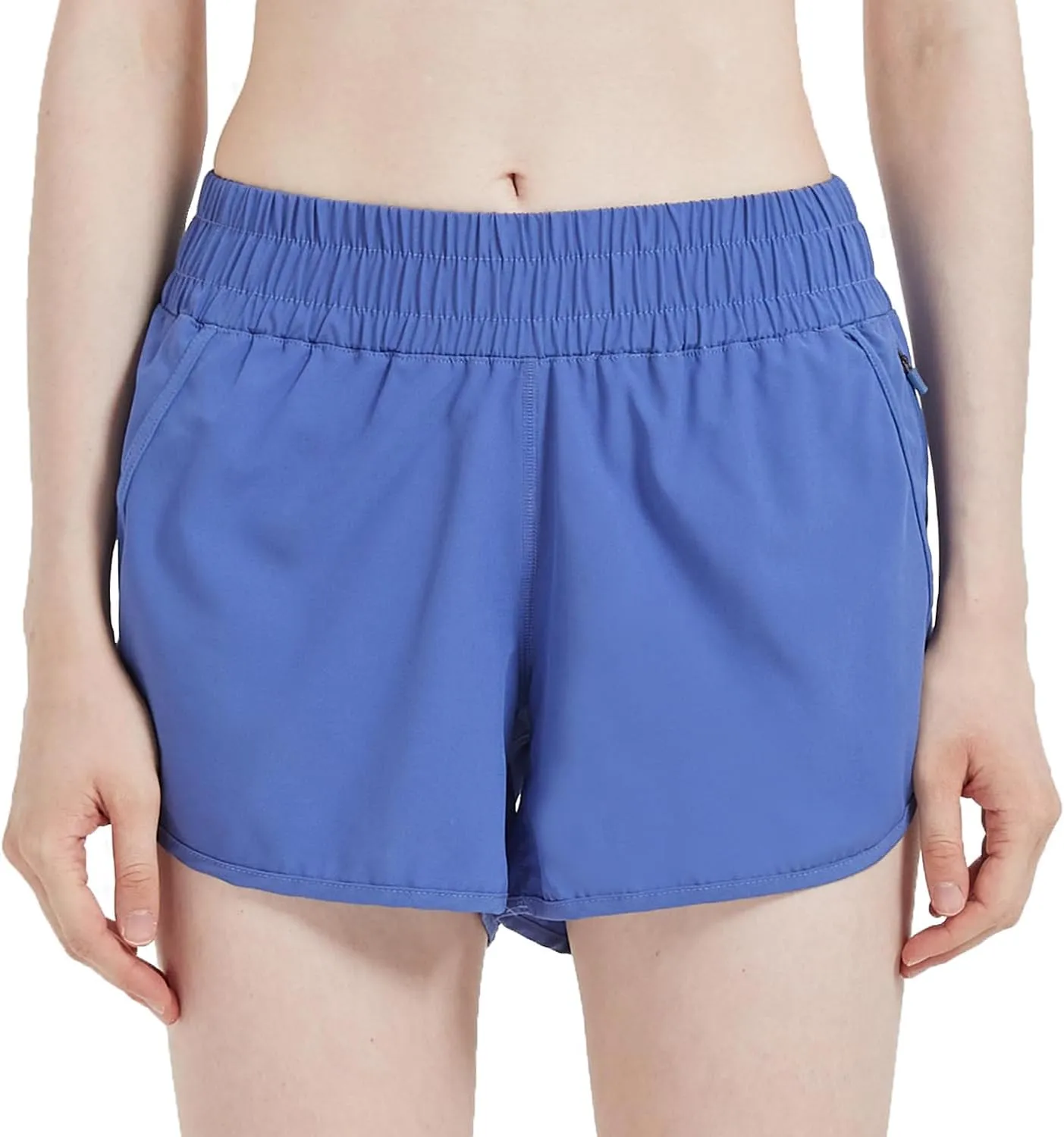 MCEDAR 4" Athletic Shorts for Women with Liner 2 in 1 Running Shorts Quick Dry Zipper Pocket Gym Workout Shorts