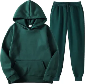 Men's 2 Piece Sweatsuit Set Long Sleeve Solid Sweatshirts Drawstring Jogger Sweatshirt and Sweatpants Suit