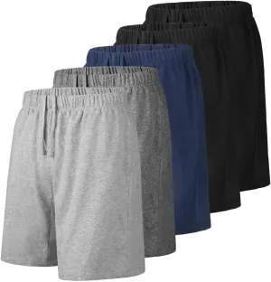 Men's Athletic Shorts with Pockets,Sweat Shorts for Men Pack,7 Inch Cotton Knit Shorts Men Multipack Casual Fit Summer