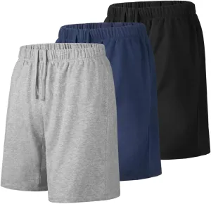 Men's Athletic Shorts with Pockets,Sweat Shorts for Men Pack,7 Inch Cotton Knit Shorts Men Multipack Casual Fit Summer