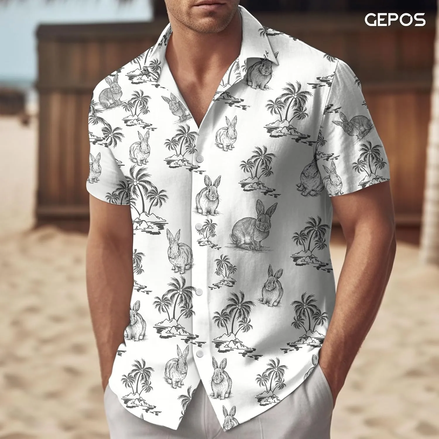 Men's Casual Hawaiian Shirt, Tropical Print Button Down Shirt for Men, Summer Short Sleeve, Gifts for Birthday