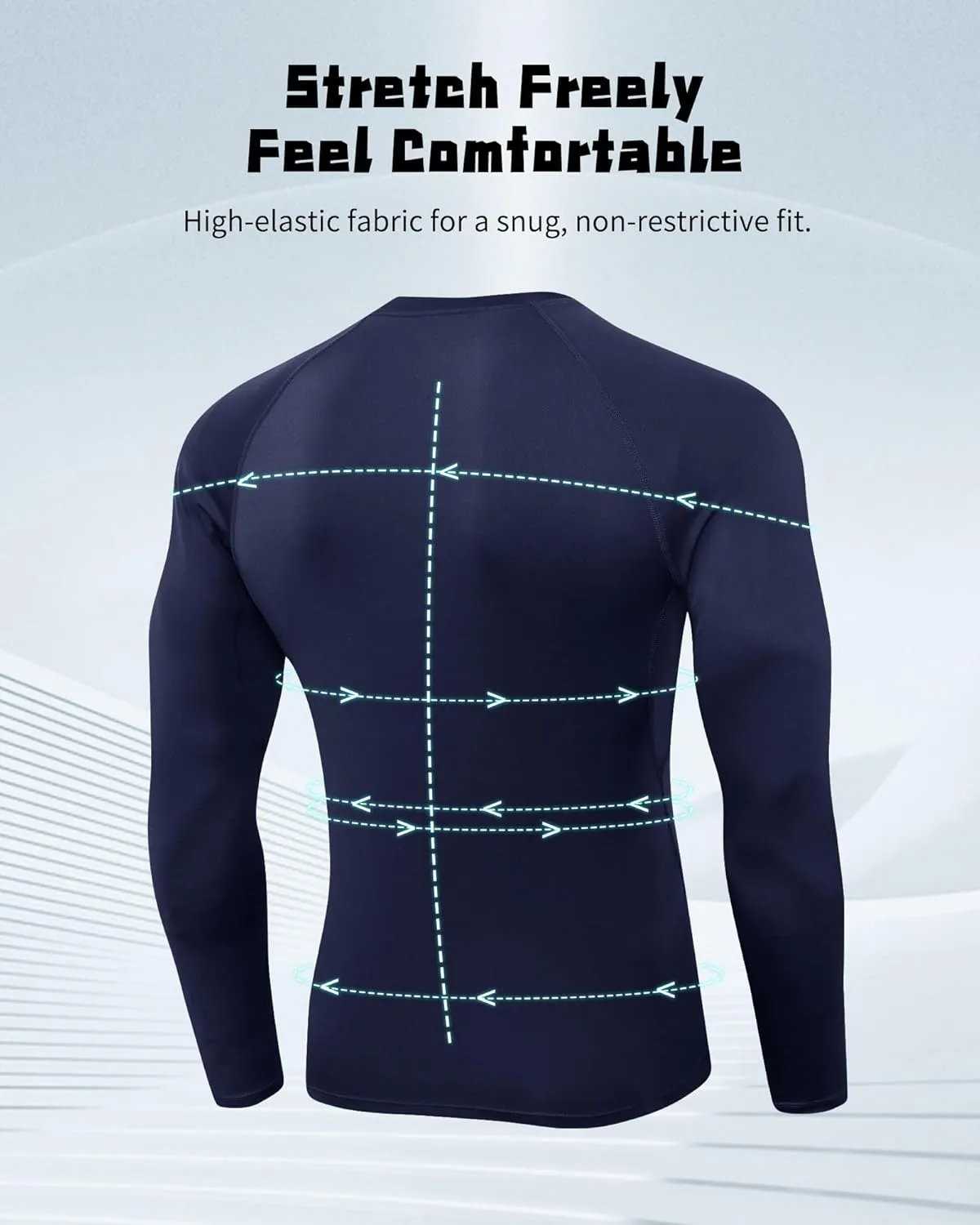 Men's Compression Shirt Long Sleeve Cool Dry Athletic Sports Baselayer Undershirts Running Workout Gym Top T-Shirt