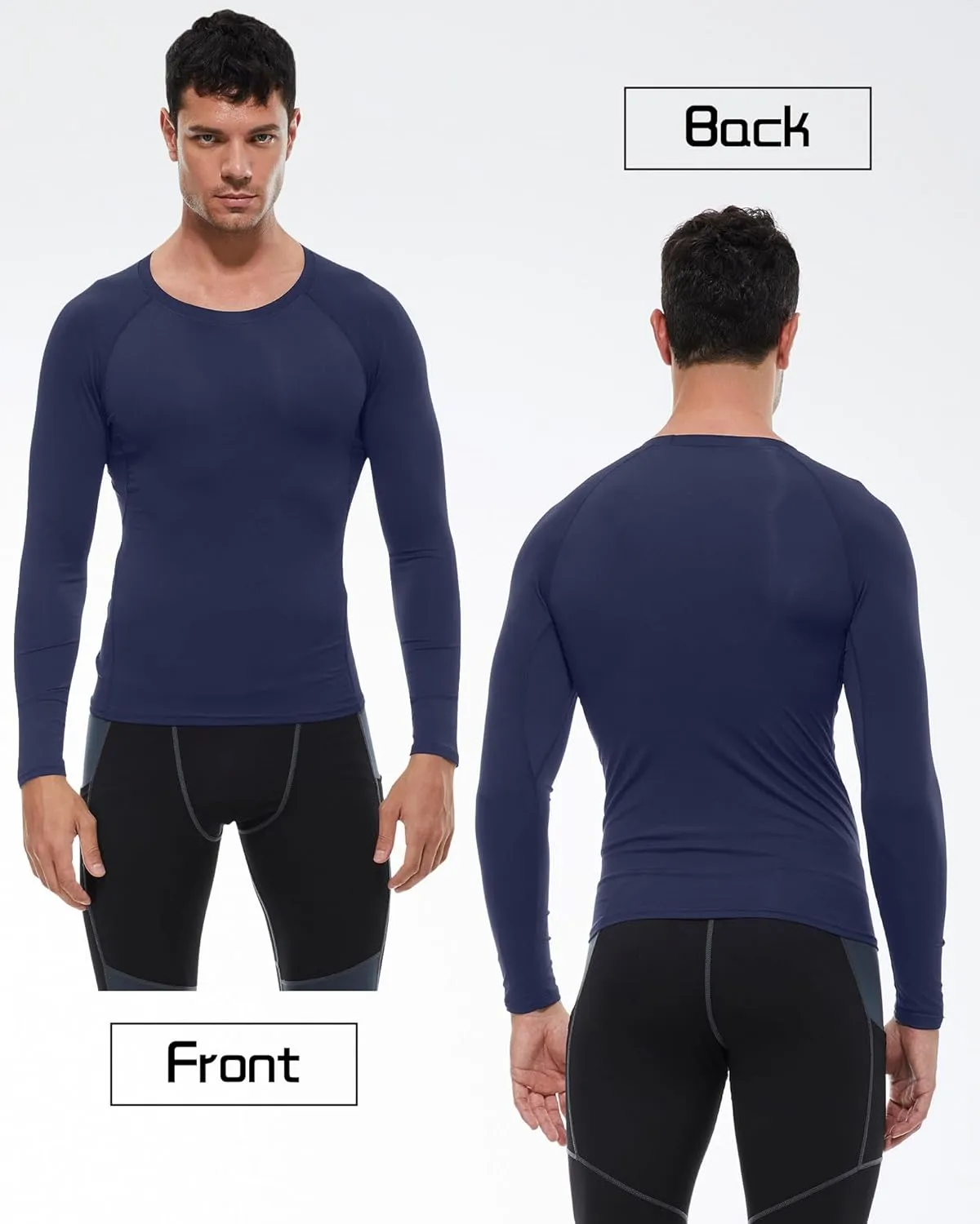 Men's Compression Shirt Long Sleeve Cool Dry Athletic Sports Baselayer Undershirts Running Workout Gym Top T-Shirt
