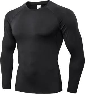 Men's Compression Shirt Long Sleeve Cool Dry Athletic Sports Baselayer Undershirts Running Workout Gym Top T-Shirt