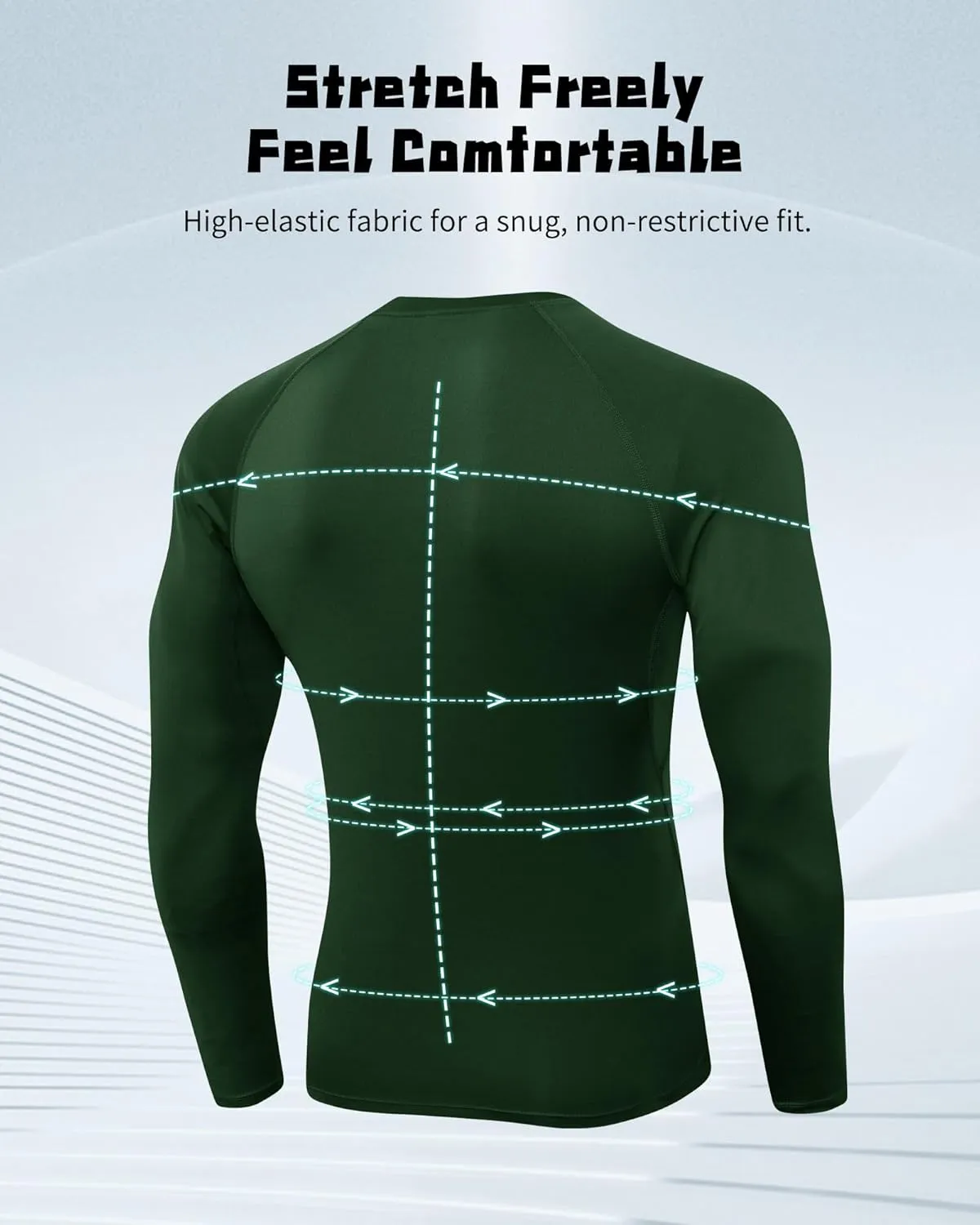 Men's Compression Shirt Long Sleeve Cool Dry Athletic Sports Baselayer Undershirts Running Workout Gym Top T-Shirt